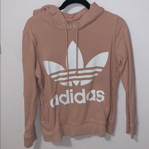Adidas hoodie in light pink with pockets